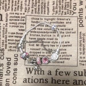 Elegant Silver and Pink Charm Bracelet